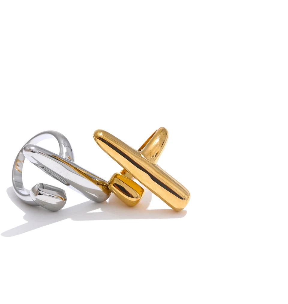 Gold and silver ring on a white background