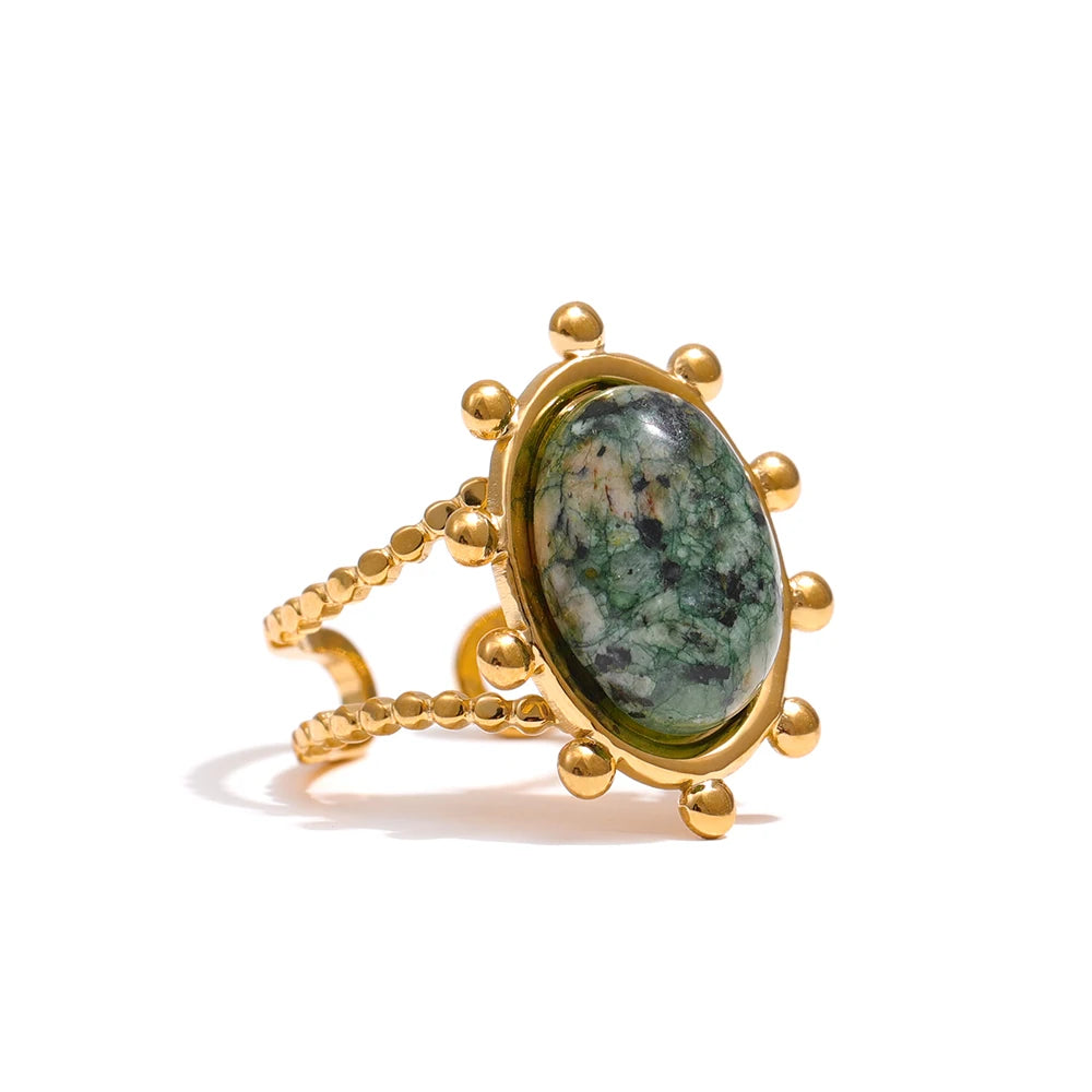 Green African Turquoise Stone Ring in turquoise