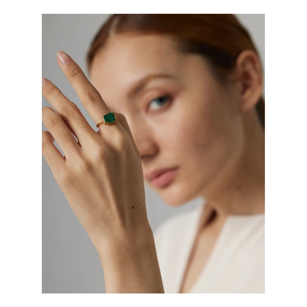 Vintage Natural Green Stone Ring — rings in green — front view