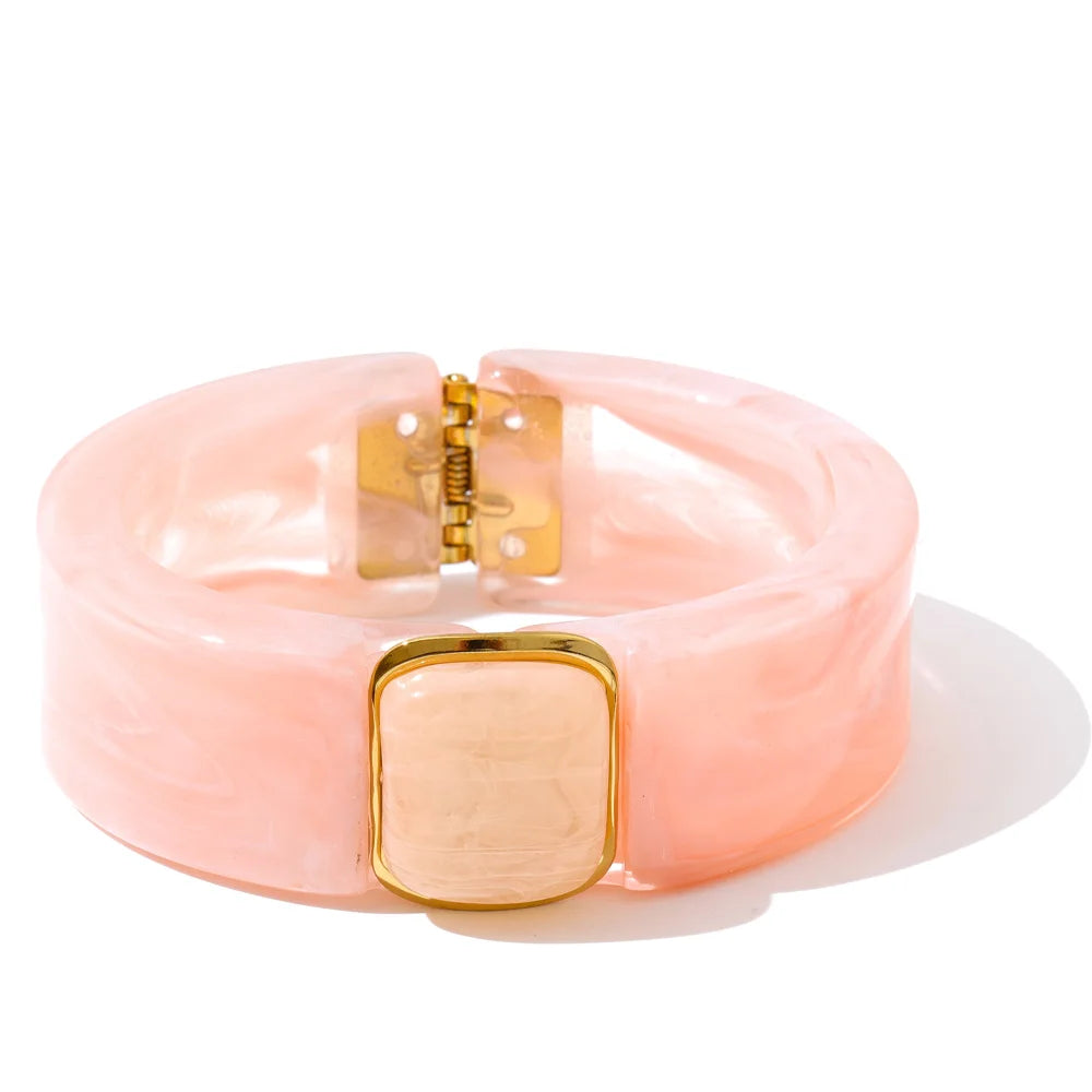 Acrylic Square Marble Bracelet Bangle