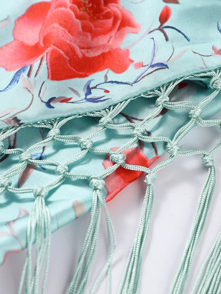 Mint Tassels One-piece Dress