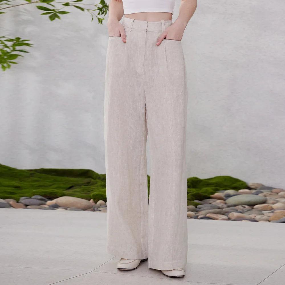100% Linen Loose Trousers