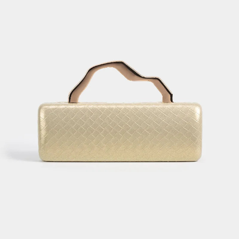 Gold Handle Long Clutch Bag — handbags in champagne — additional view