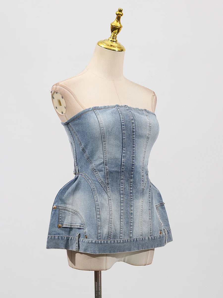 Bustier de mezclilla estructurado Silvie