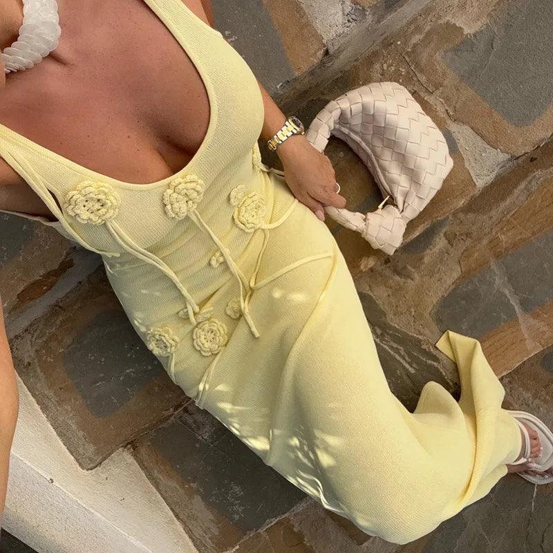 Vestido de praia de malha com flores