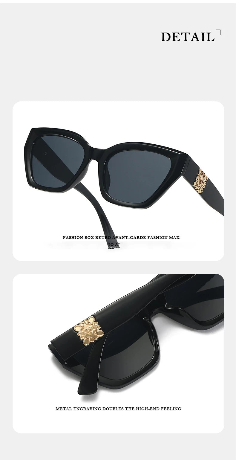 Kwadratowe okulary przeciwsłoneczne retro – brązowe/brązowe