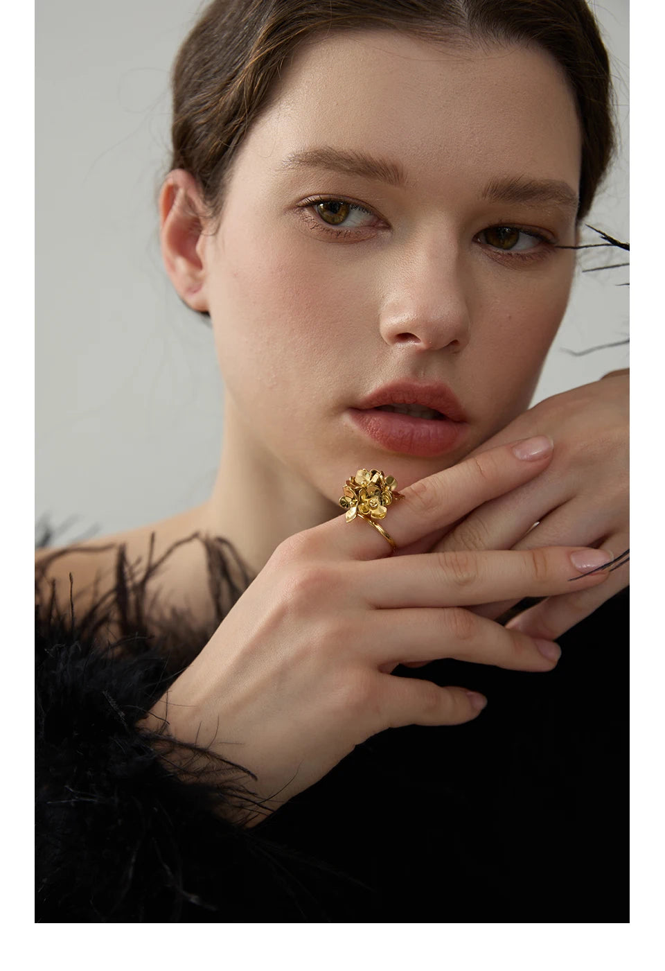 Gold Plated Flower Adjustable Ring