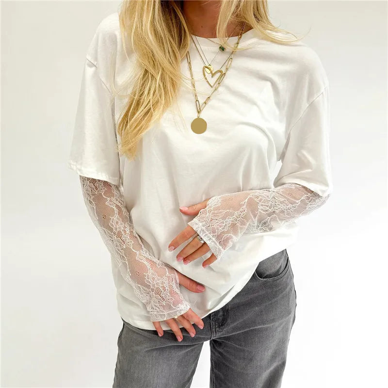 Mandy Shirt Langarm Spitze