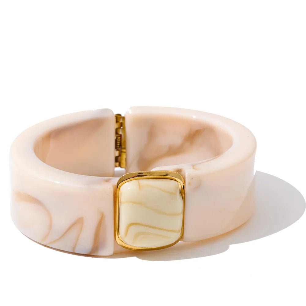 Acrylic Square Marble Bracelet Bangle