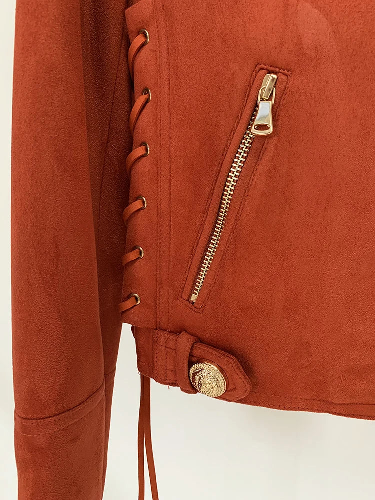 Kurtka motocyklowa ze sznurowaniem zamszowym