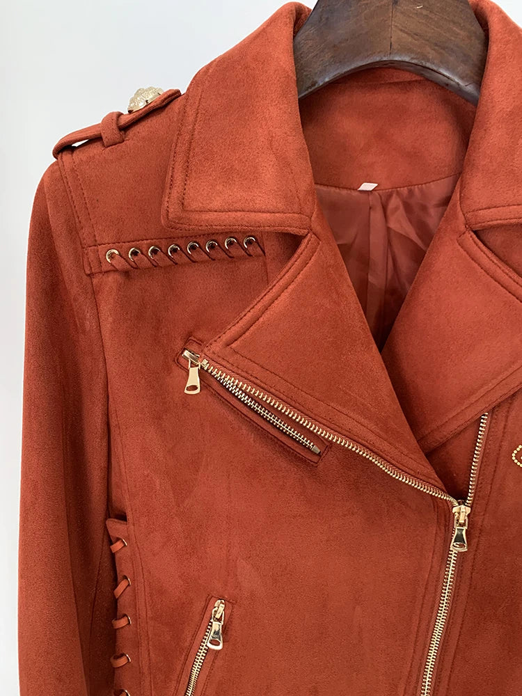 Kurtka motocyklowa ze sznurowaniem zamszowym