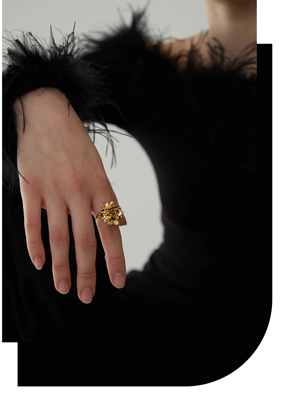 Gold Plated Flower Adjustable Ring