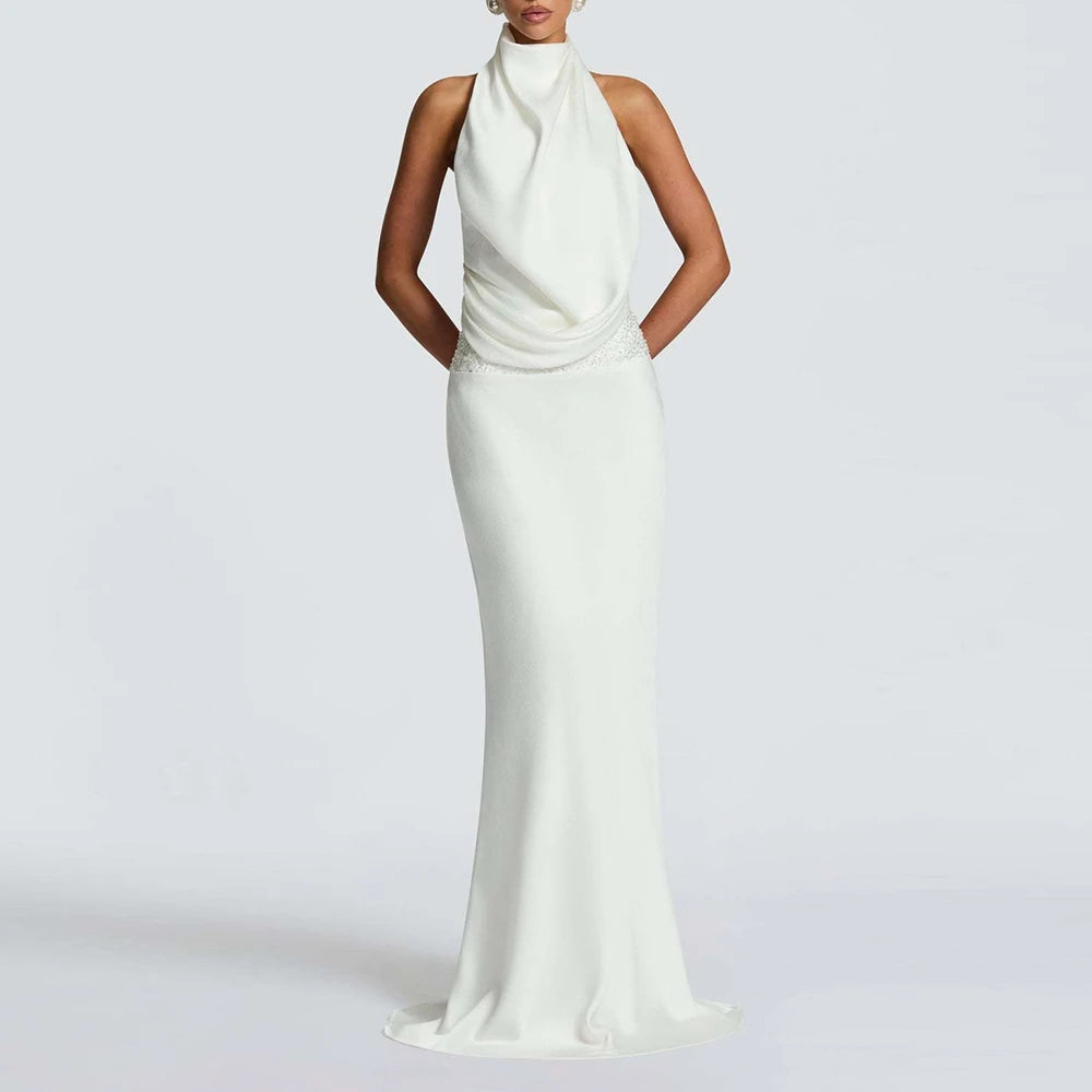Margaret Halter Maxi Dress – blue – backless