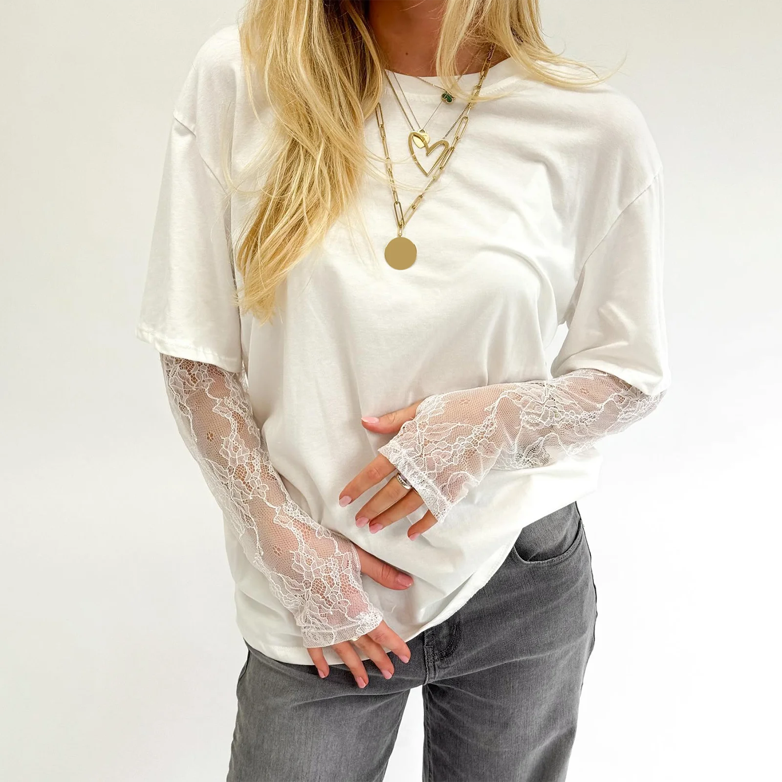 Camisa Mandy de manga larga con encaje