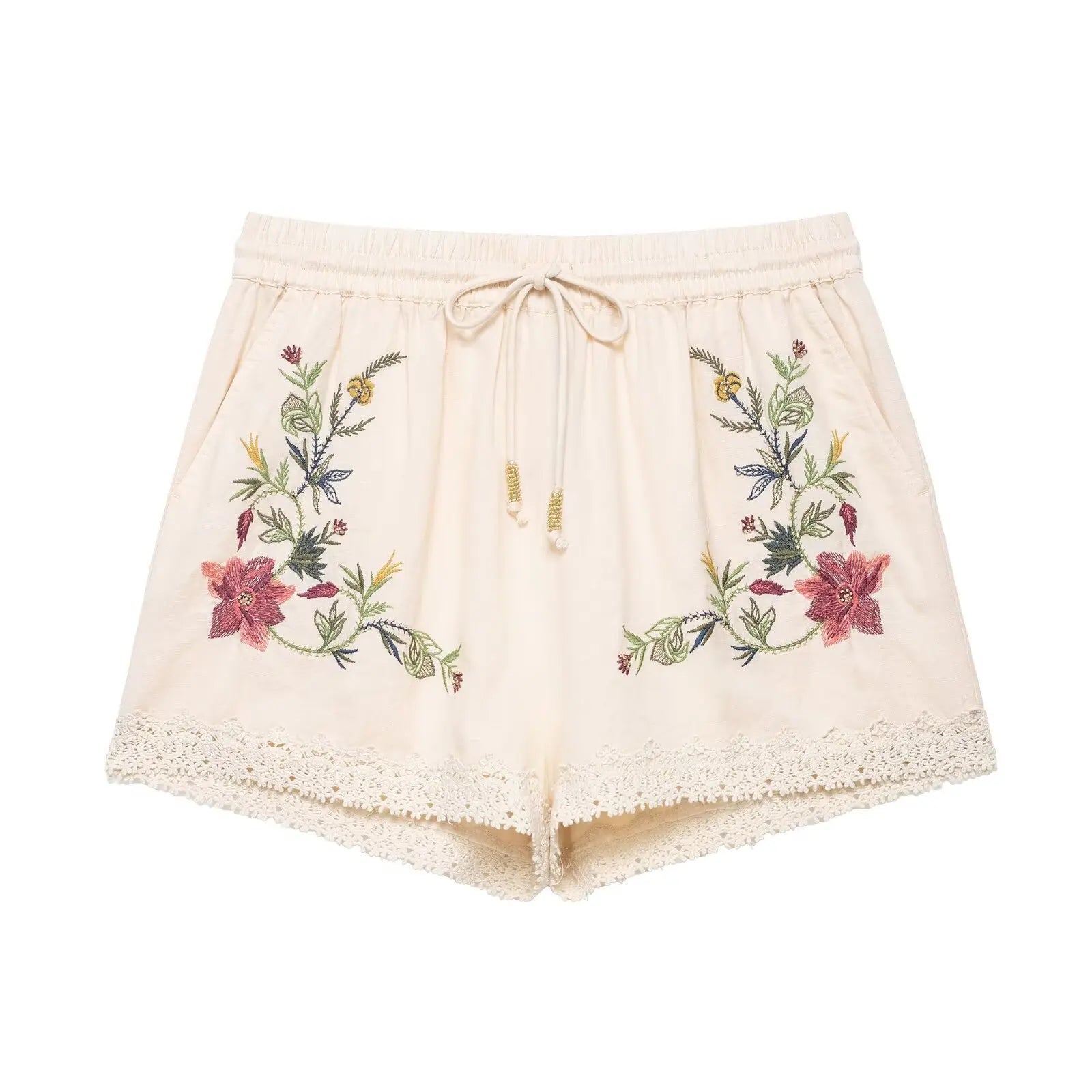Short en dentelle brodée de fleurs