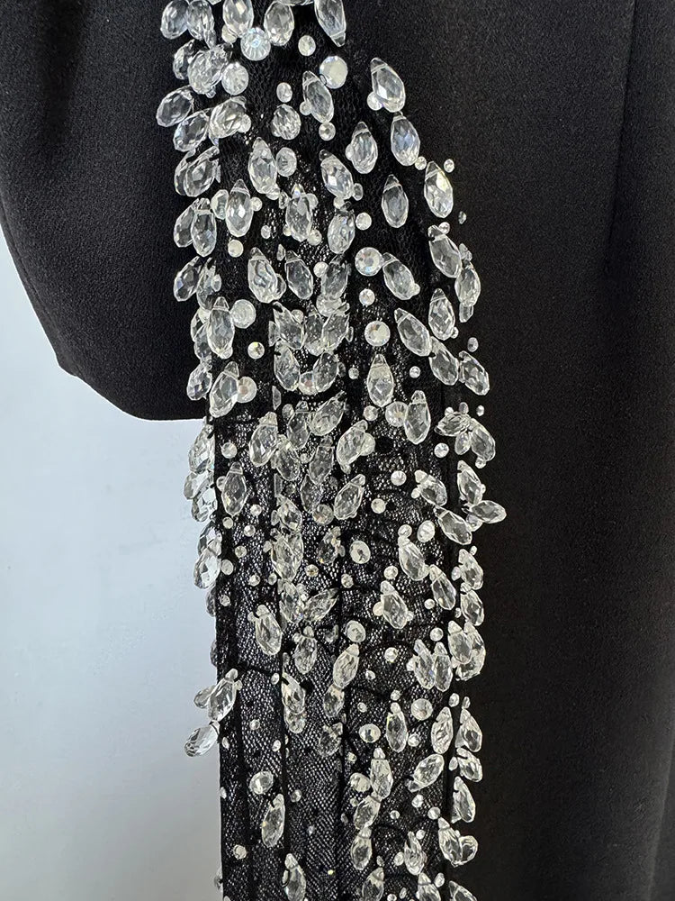 Nadia Crystal Beaded Slit Dress