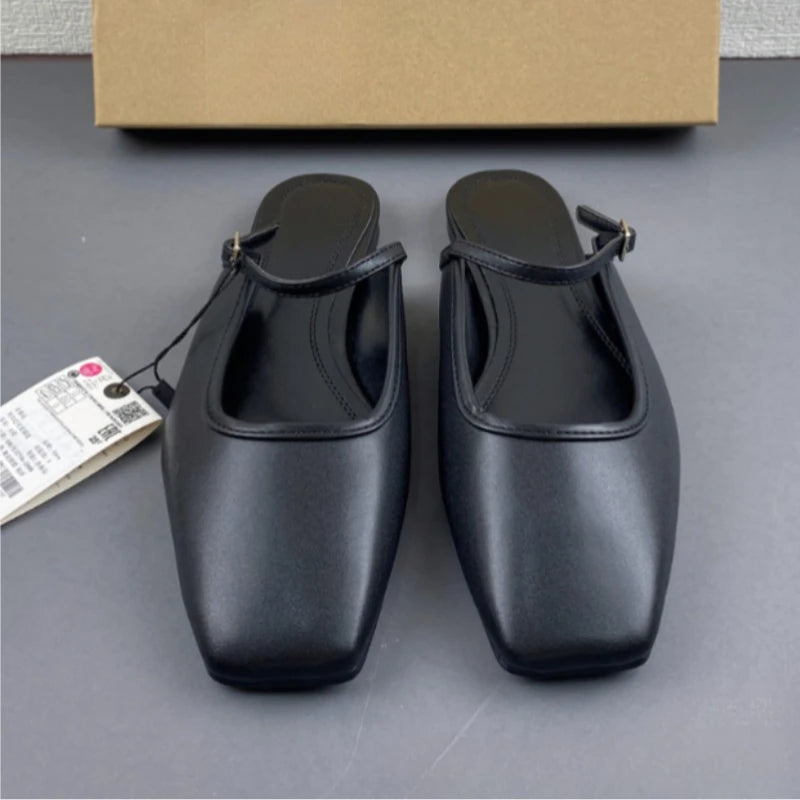 Square Toe Satin Mules