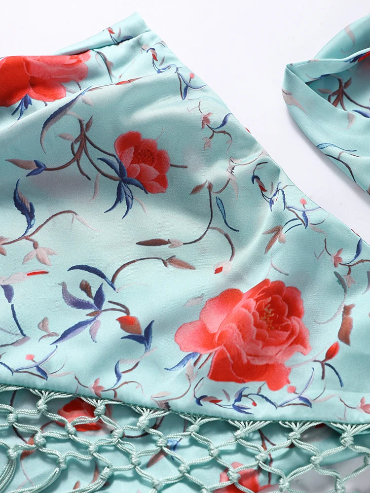 Mint Tassels One-piece Dress