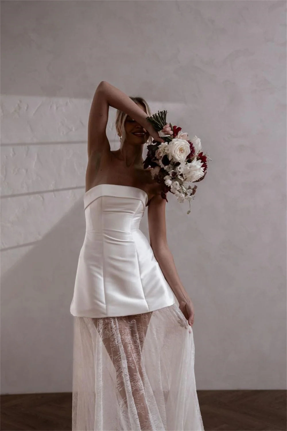 Étoile Lace Overskirt Bridal Mini Dress