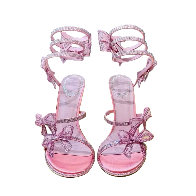 Sandali con tacco a spillo e cristalli