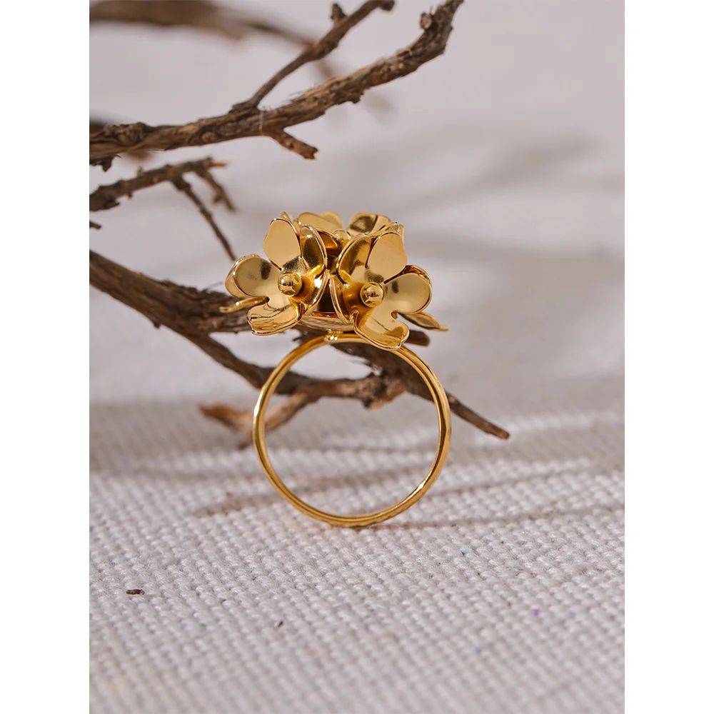 Gold Plated Flower Adjustable Ring