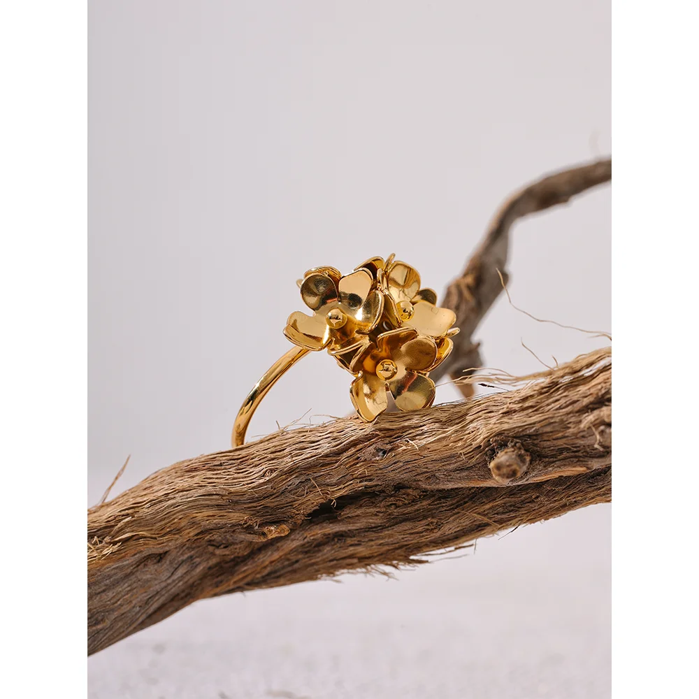 Gold Plated Flower Adjustable Ring