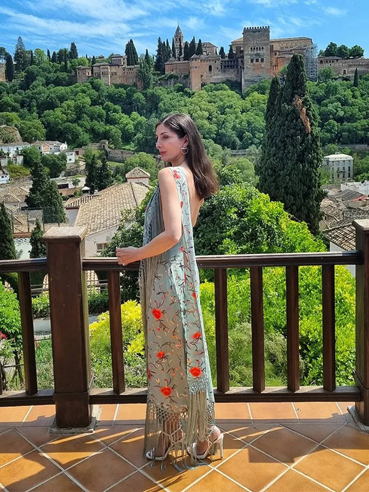 Mint Tassels One-piece Dress