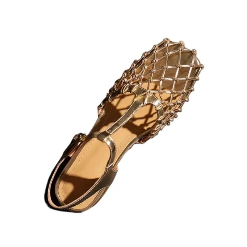 Сандалии с квадратным носком из плетеной сетки