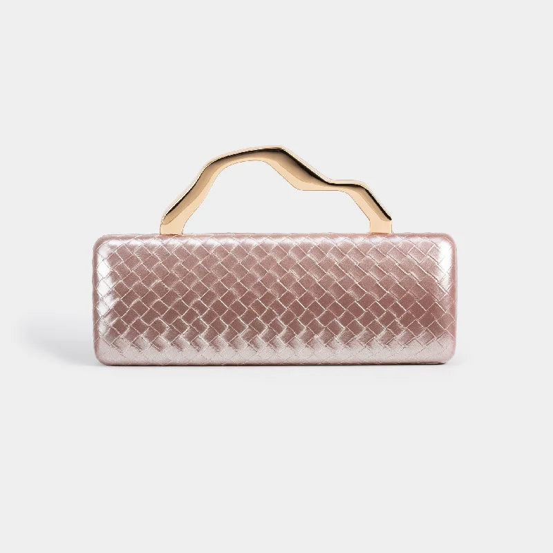 Gold Handle Long Clutch Bag — handbags in champagne — additional view