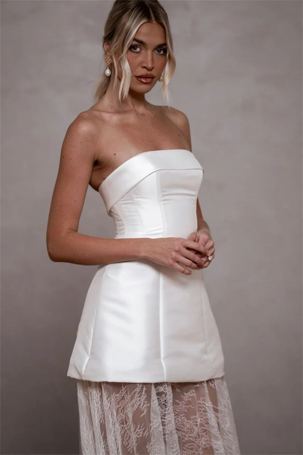 Étoile Lace Overskirt Bridal Mini Dress