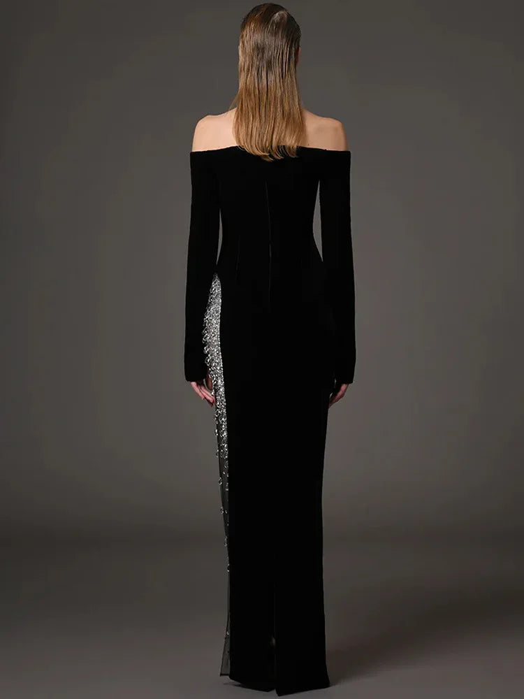 Nadia Crystal Beaded Slit Dress