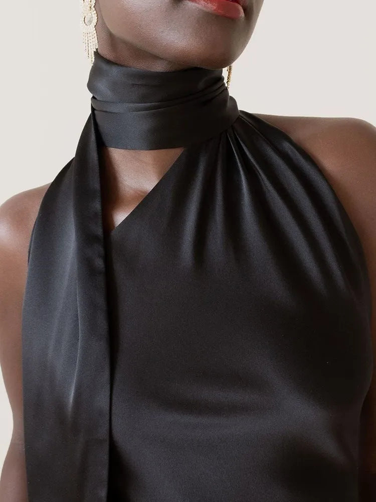 Tatiana Backless Satin Mini Dress