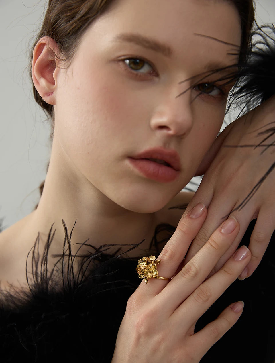 Gold Plated Flower Adjustable Ring