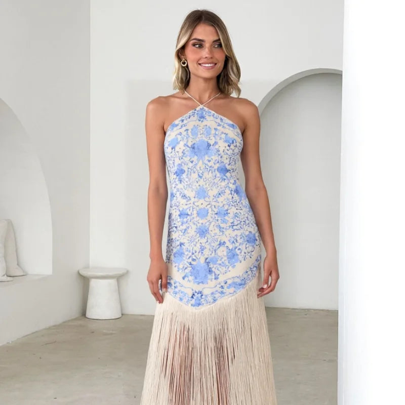 刺绣流苏连衣裙