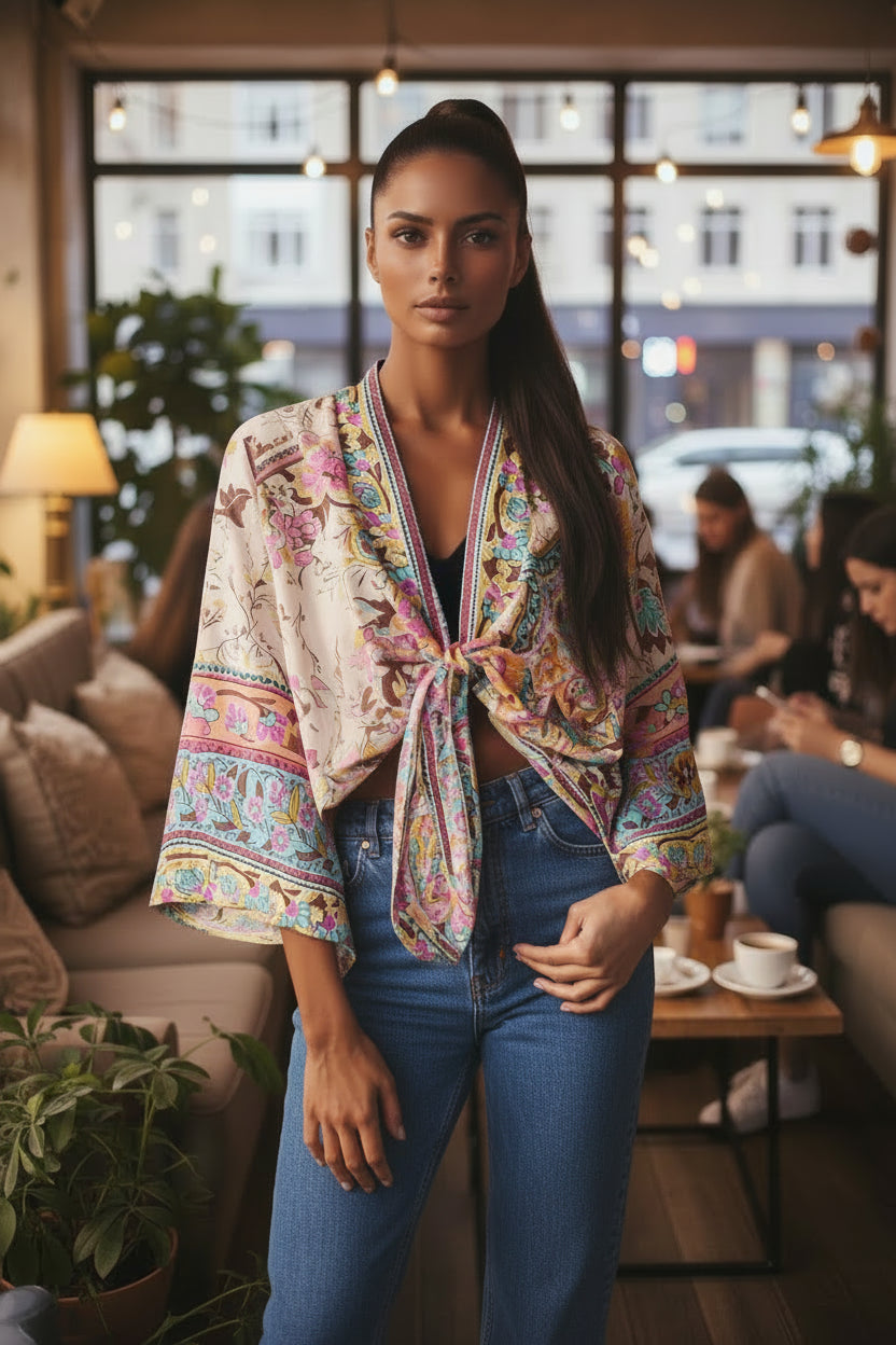 Floral Kimono Cover Up Top
