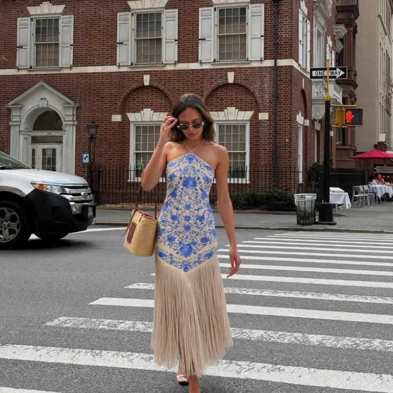 刺绣流苏连衣裙