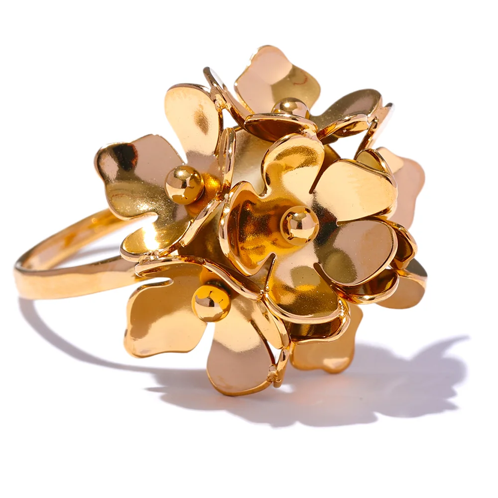 Gold Plated Flower Adjustable Ring