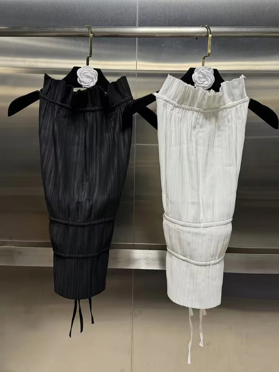 Marie High Neck Backless Top — shirts & tops in black — close-up detail