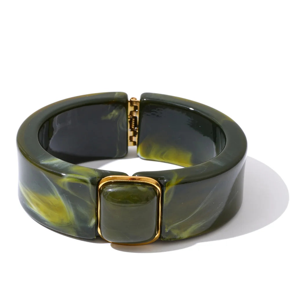 Acrylic Square Marble Bracelet Bangle
