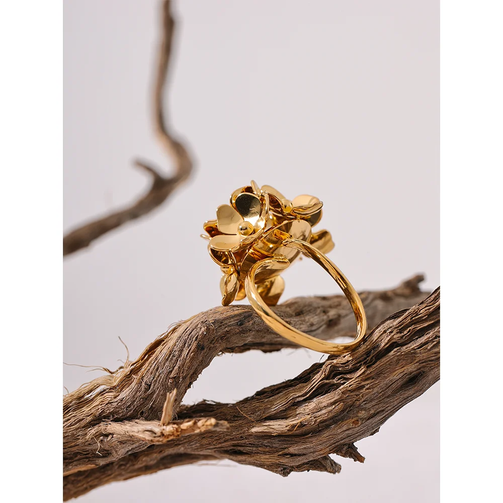 Gold Plated Flower Adjustable Ring