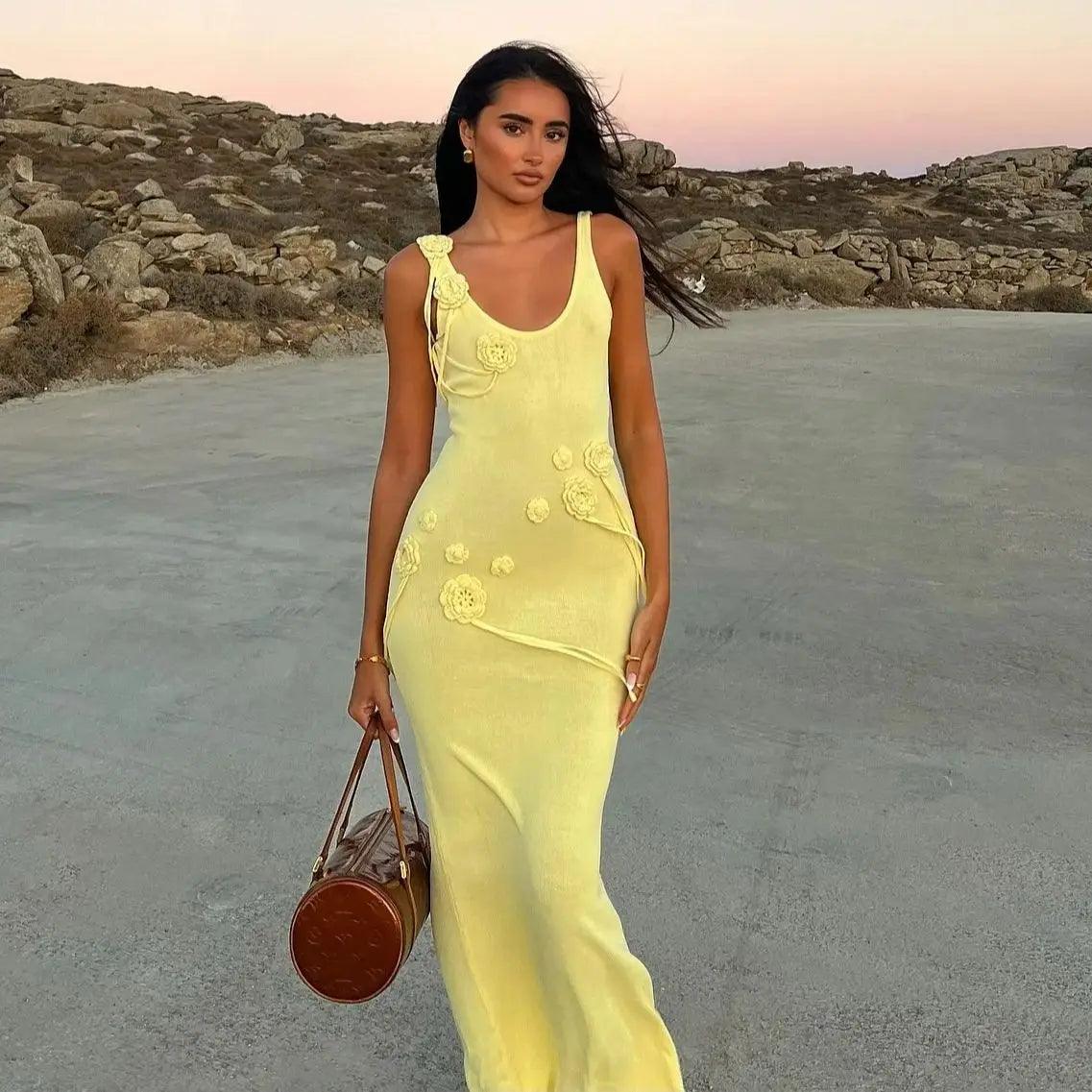 Vestido de praia de malha com flores