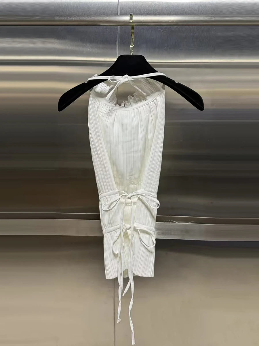 Marie High Neck Backless Top — shirts & tops in black — additional view