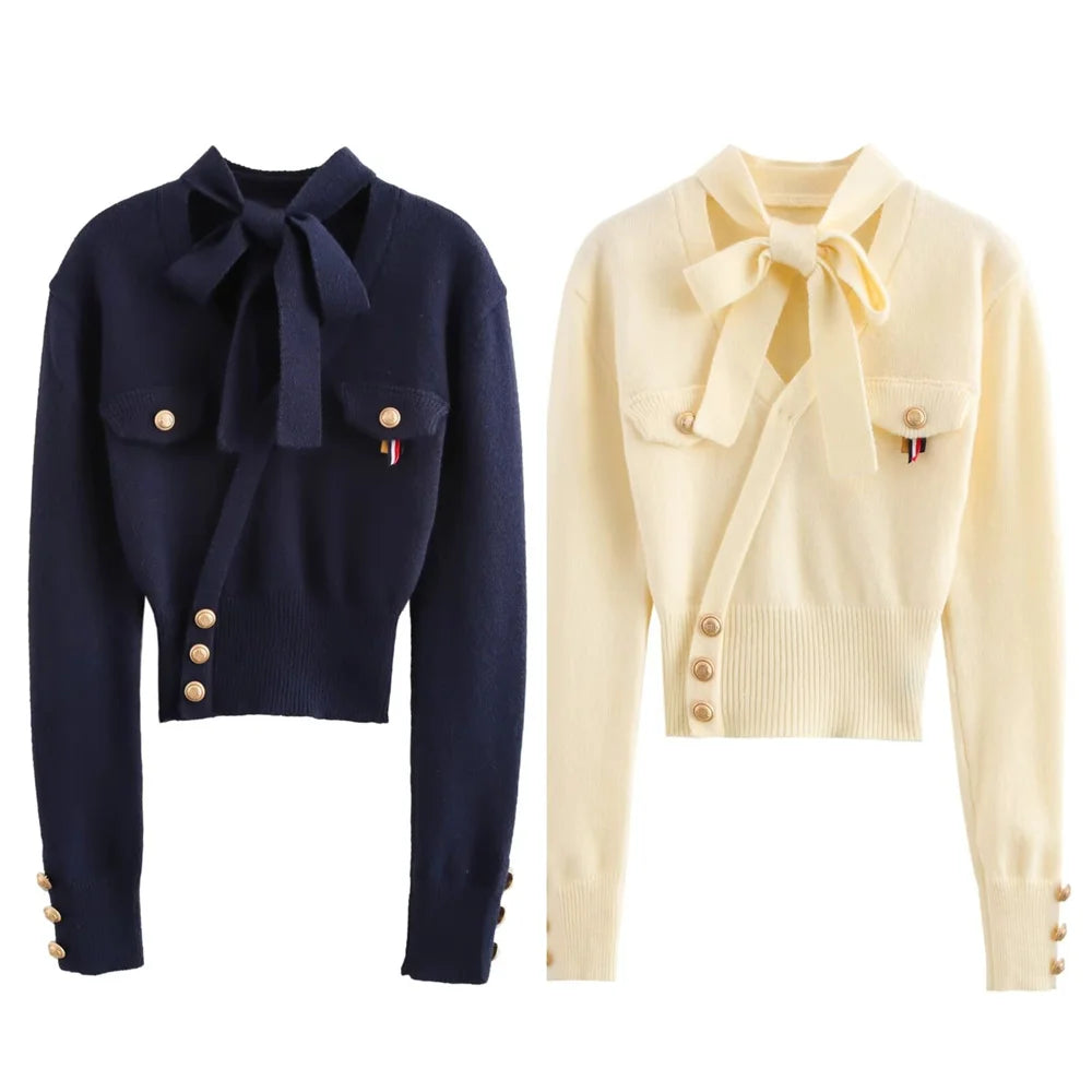 Suéter de punto con pajarita retro