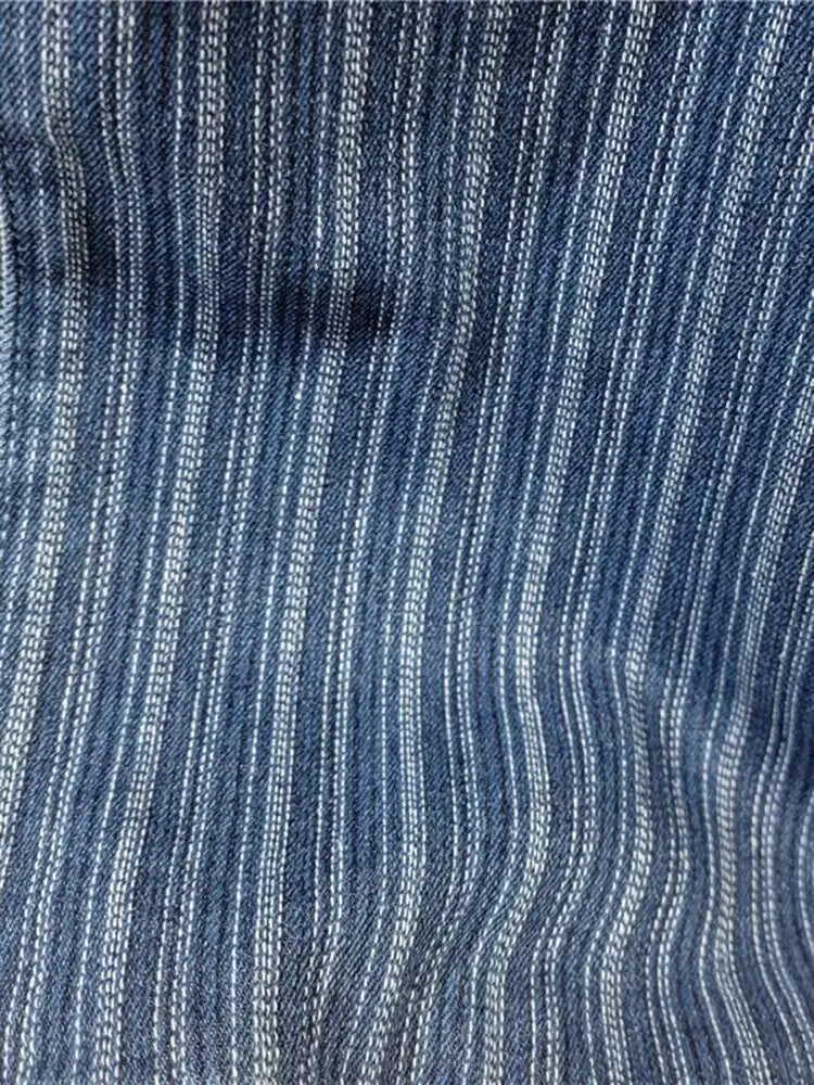 Carla Striped Denim Pants — bottoms in grey — close-up detail