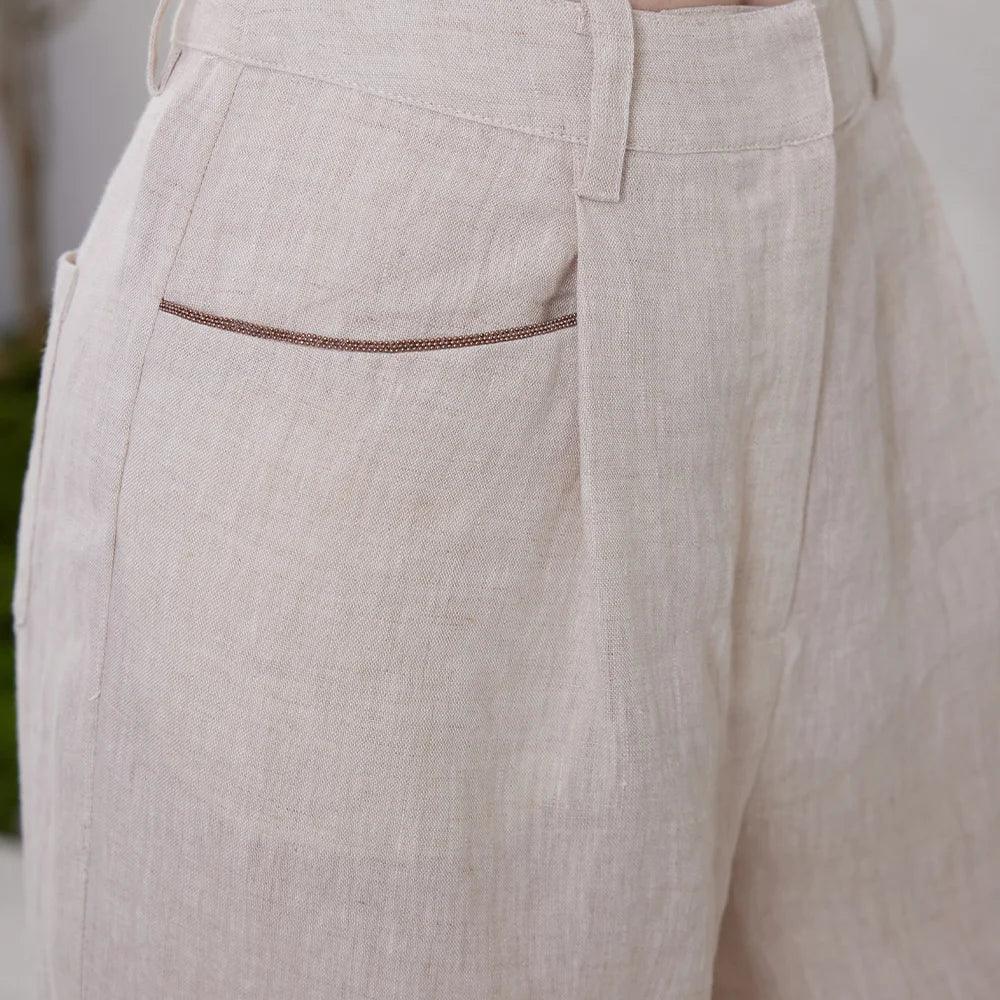 100% Linen Loose Trousers