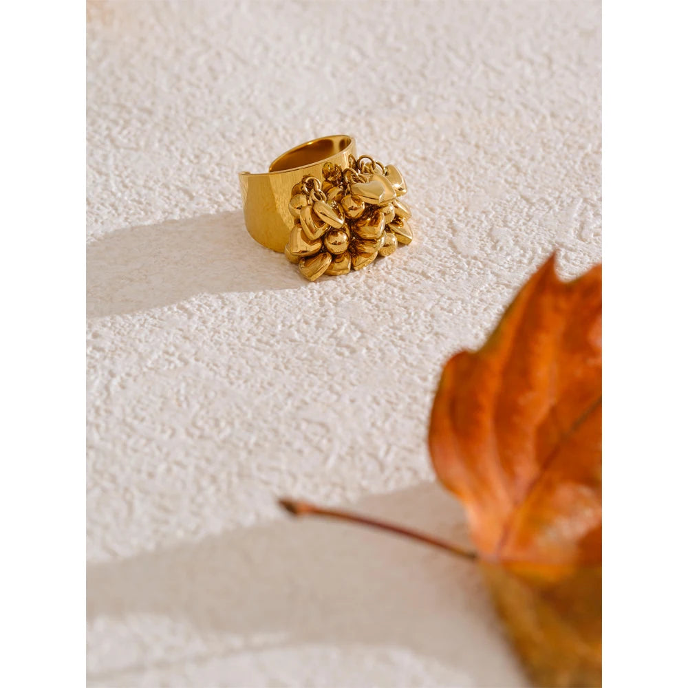 Heart Tassel Ring 18K Plated — rings in gold — back view