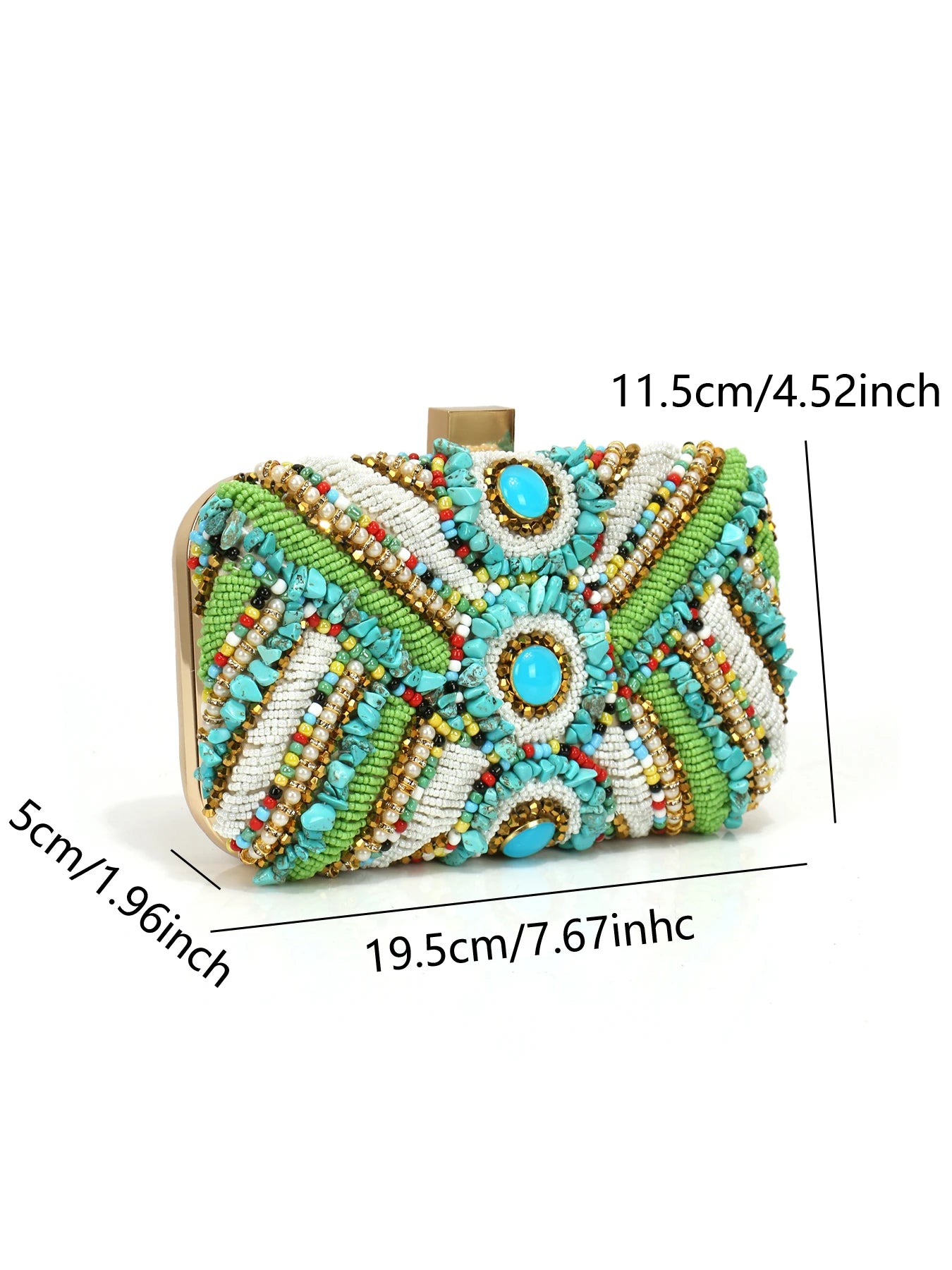 Green Embroidery Clutch Bag – green – embroidered detail