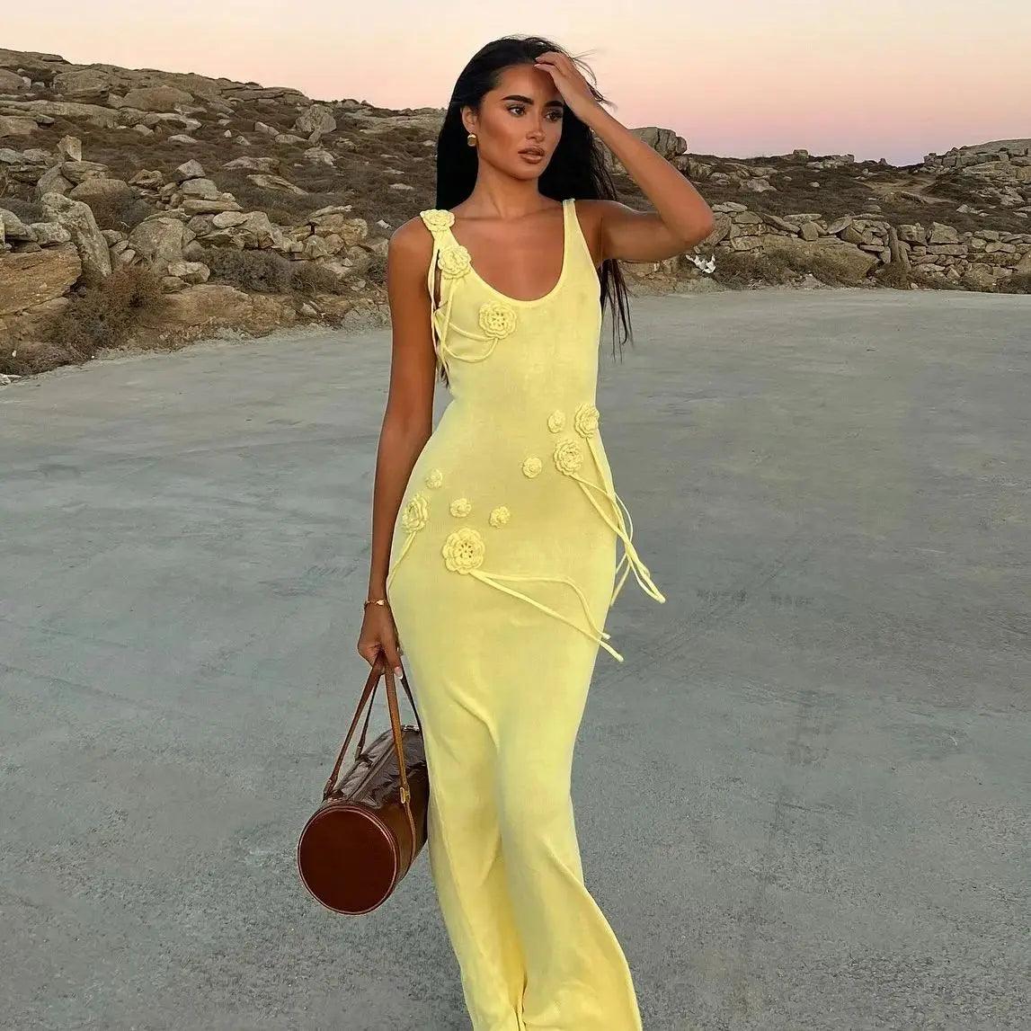 Vestido de praia de malha com flores