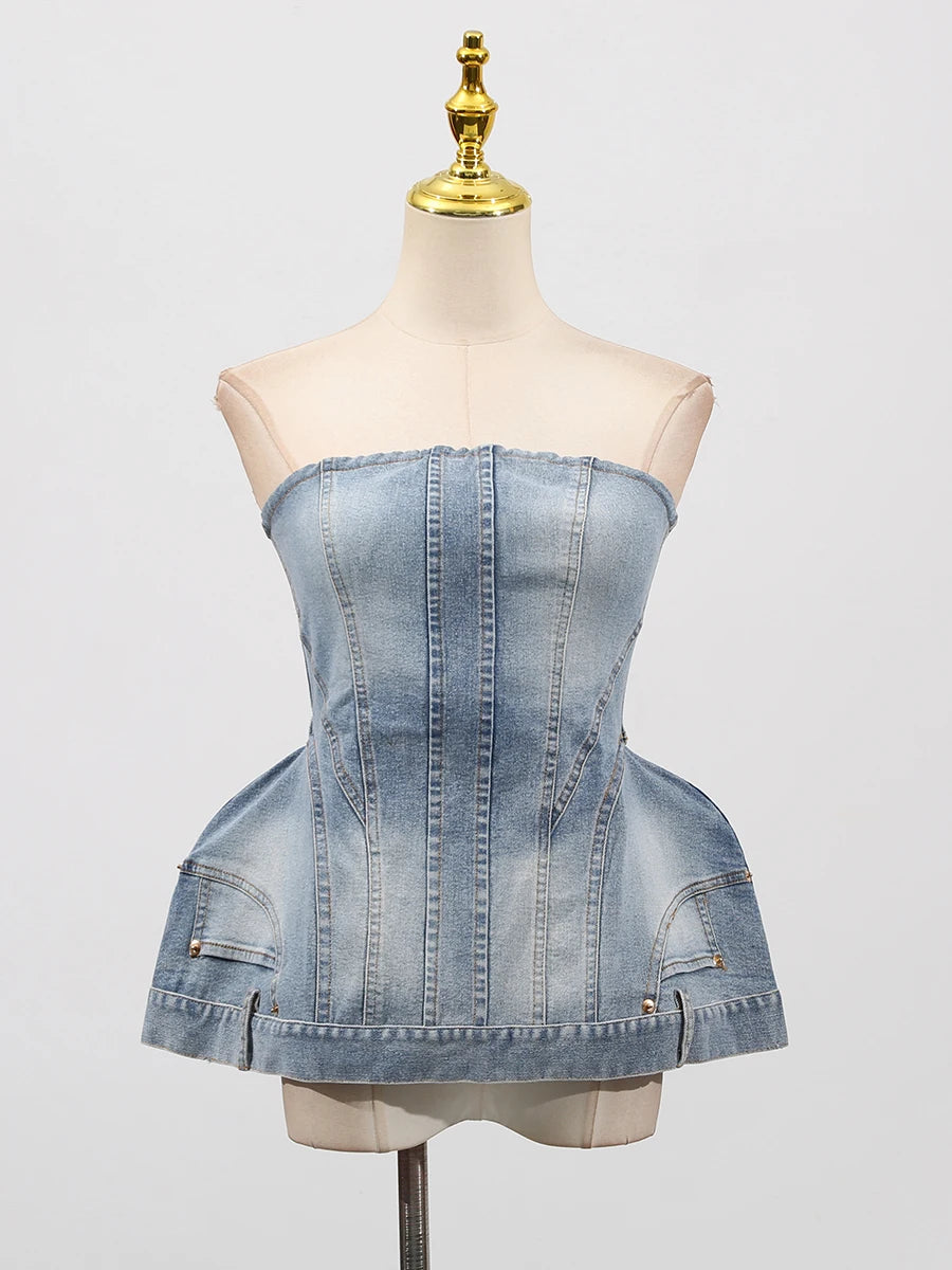 Bustier de mezclilla estructurado Silvie