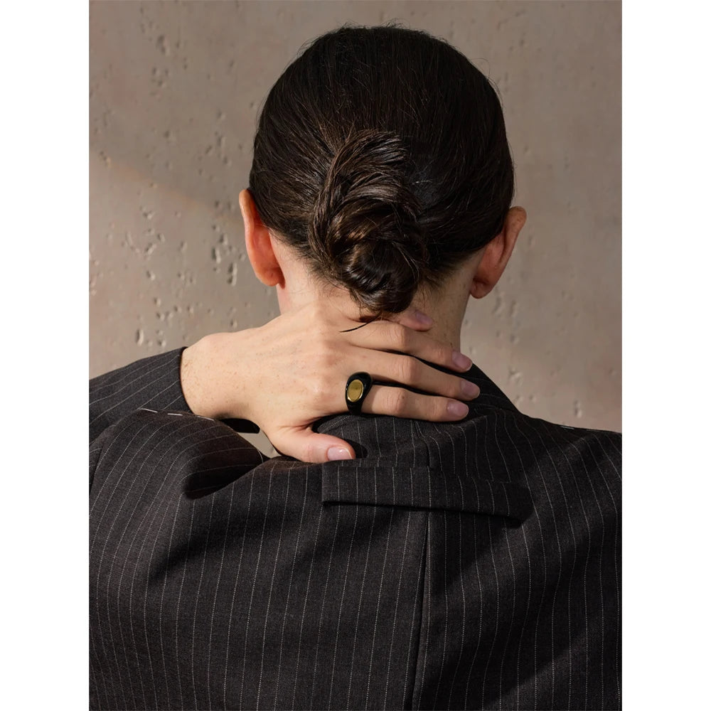 Enamel Geometric Minimalist Ring — rings in red — additional view